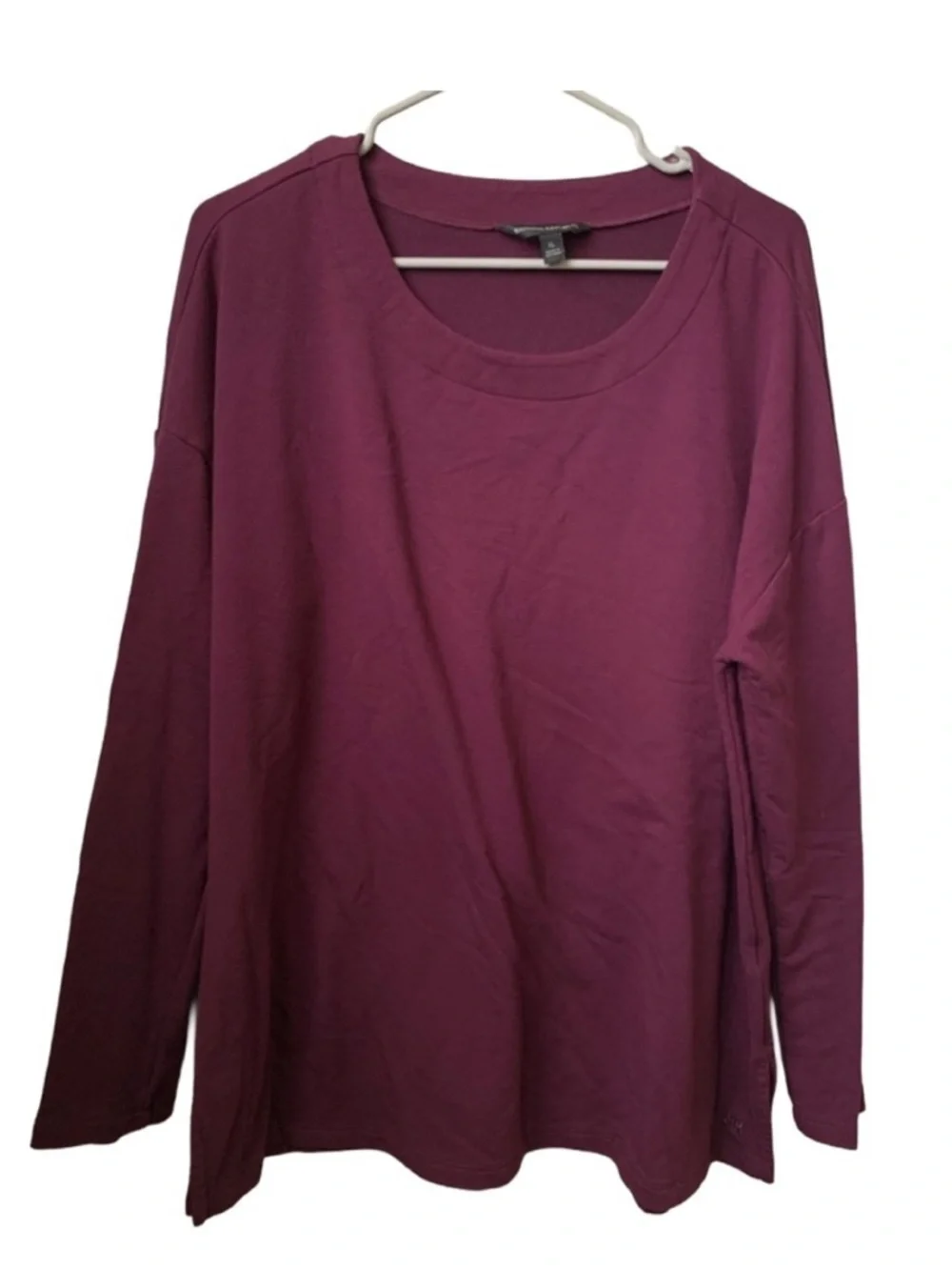 BANANA REPUBLIC Women’s Burgundy Purple Long Sleeve Rounded Neck Heavy Tee